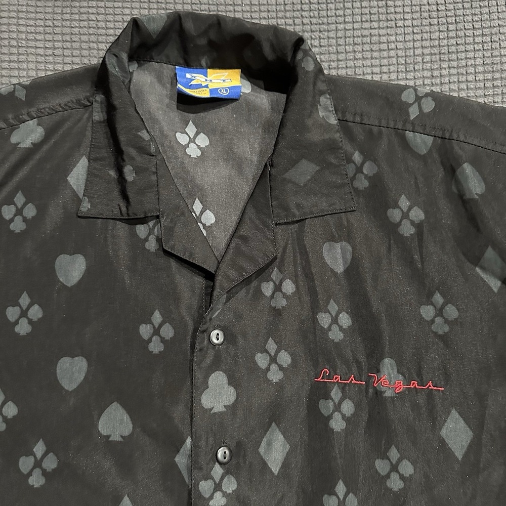 XNT Las Vegas Poker Flame Shirt Mens XL Casino Dice Cards Button Front Retro - Picture 2 of 6